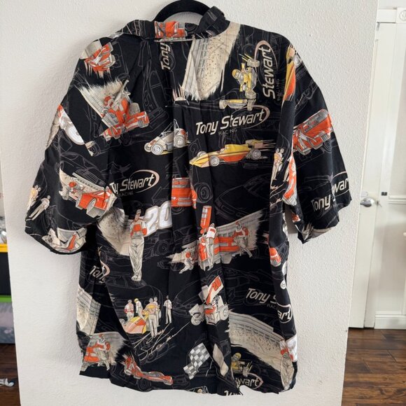 Vintage Tony Stewart Racing Hawaiian Button-Up Shirt Size XL - Picture 3 of 4